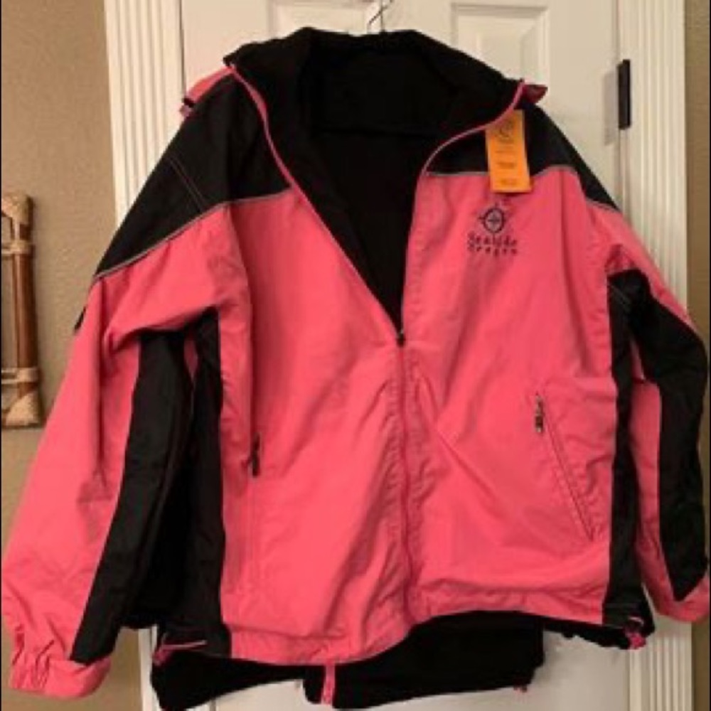 Pink/Black reversible winter fleece lined jackets.